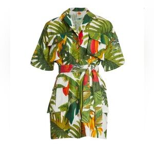 FARM RIO Cocoa Forest Utilitary Mini Dress